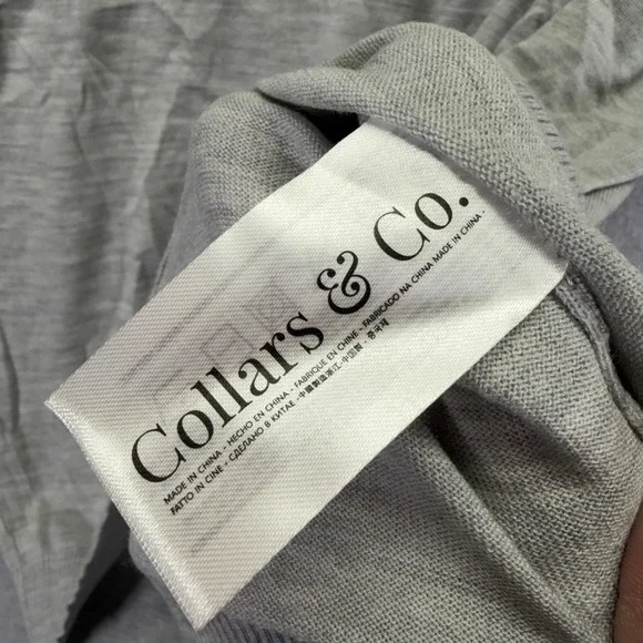 Collars & Co Sweater Mens XXL Gray Australian Merino Wool Polo Short Sleeve